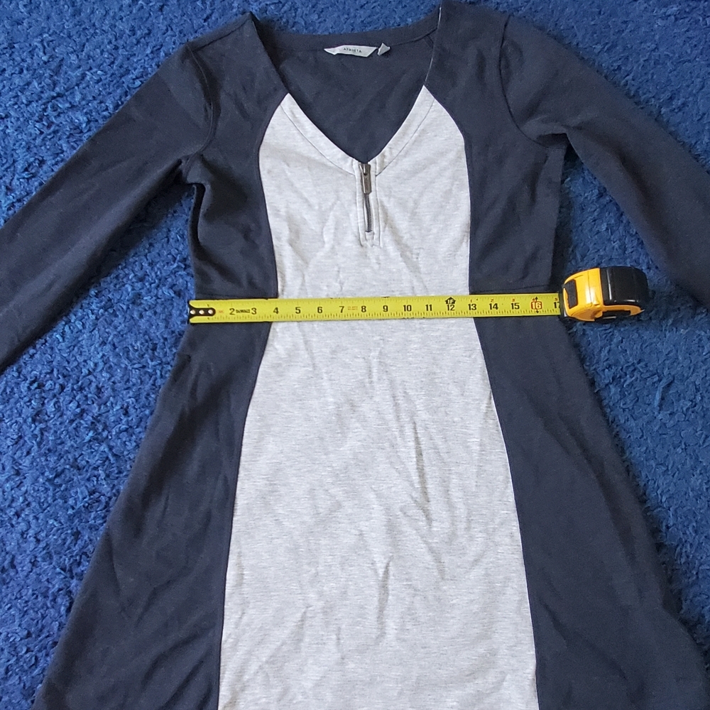 Athleta Two-Tone Quarter Zip A-Line Mini Dress Long Sleeve Gray & Black Size MP - Picture 7 of 9